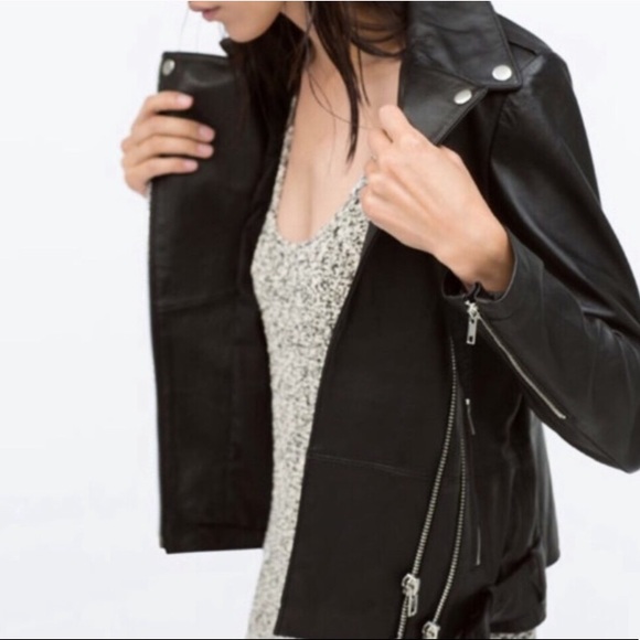 Zara Jackets & Blazers - Zara Genuine Leather Moto Jacket